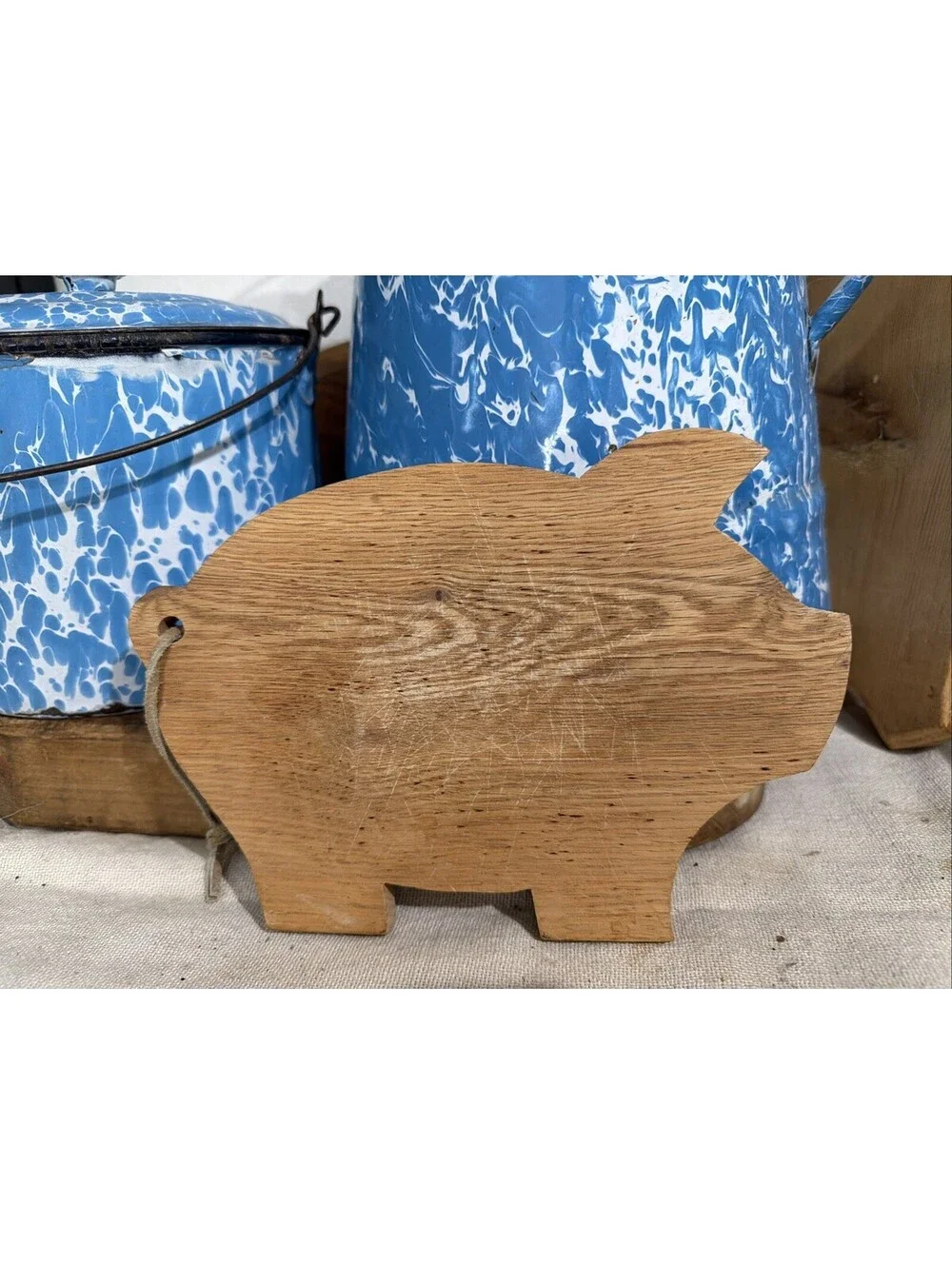 VTG Pig Cutting Board Lot 2 Country Primitive Farmhouse Cottage 12” And 8” Decor